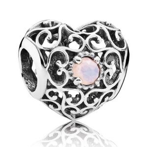Pandora Sterling Silver October Signature Birthstone Heart Charm 791784noo